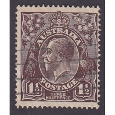 Australian    King George V   1½d Penny Half Pence Black Brown   Single Crown WMK Plate Variety 3R30..